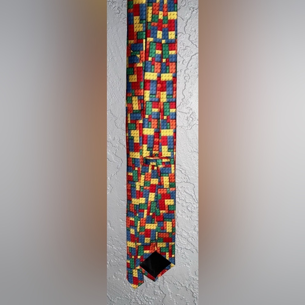 Colorful Block Pattern Tie- 57" - Picture 4 of 4